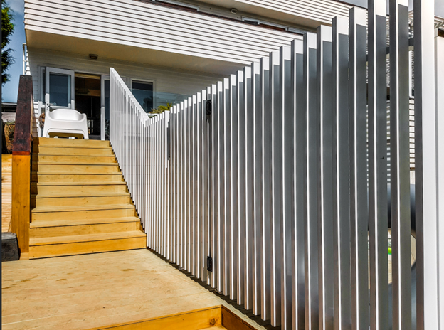 Vertical Batten Pool Fence with Gate.