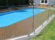 Frameless glass pool fencing with spigot.