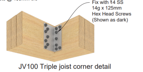 J Vice Triple Joist fixing detail