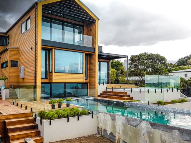 Architectural Vices face fixed to concrete acting as a Pool Fence