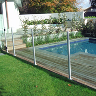 Viking glass Pool Fencing with matching glass gate