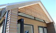 Western Red Cedar, bandsawn finish, PremSelect (knotty grade) - HP61 coated in Wood-X Boulder Grey