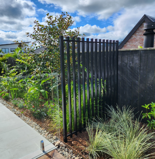 Finrail at 1.8m high for 1.2m wide where the boundary fence acts as the pool fence.