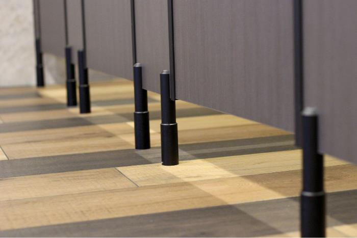 Powder Coated Black Aluminium Cubicle hardware to support the Classic system
